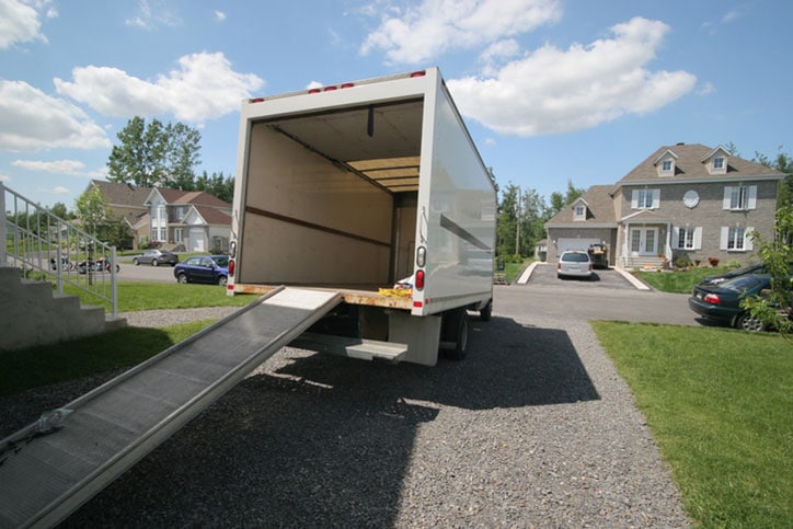 Opened Moving Truck with Ramp